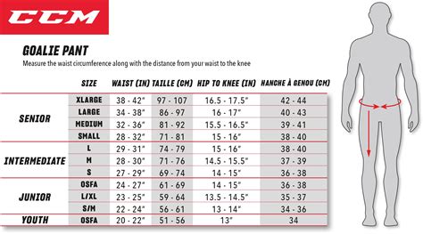 hockey goalie equipment size chart.